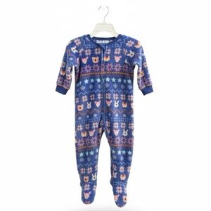 Children's Place | Blue and Pink Footies with Festive Fair Isle Animal Patterns